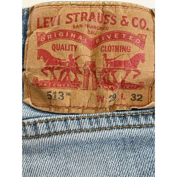 LEVI'S SHORTS 513 29 Cut off Jeans Raw Hem Blue‎ Denim Jean Levis Distressed - Picture 6 of 6